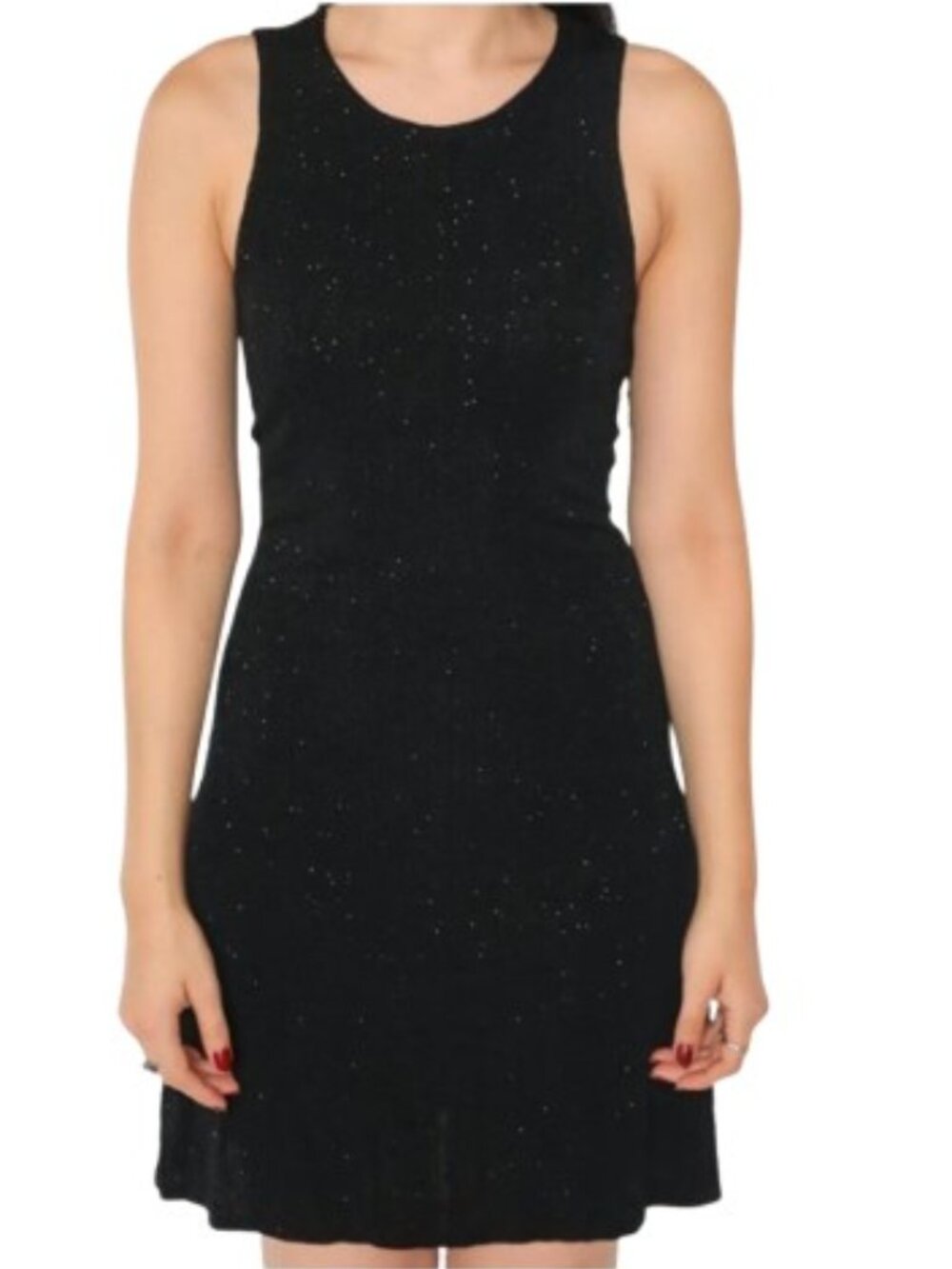 Vintage 90s Jump Apparel Black Sparkle Skater Style Mini Dress - LNC